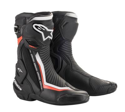 ALPINESTARS SMX Plus V2, Sport motorlaarzen, Zwart-Wit-Rood Fluo