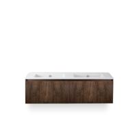 Frozen 3d Badmeubelset 140 cm - Greeplijst in kleur - Dark Oak - Keramische Wastafel Wit Zonder Kraangat