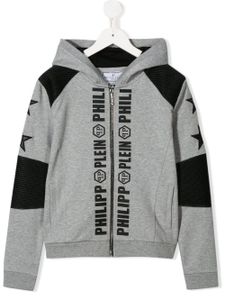 Philipp Plein Junior sweat à capuche à logo imprimé - Gris