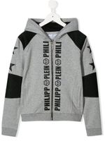 Philipp Plein Junior sweat à capuche à logo imprimé - Gris - thumbnail