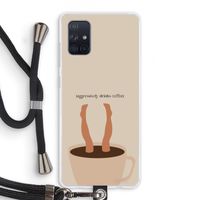 Aggressively drinks coffee: Samsung Galaxy A71 Transparant Hoesje met koord