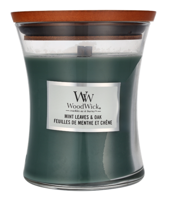 Woodwick Mint Leaves & Oak Medium Hourglass Candle 0