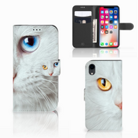 Apple iPhone Xr Telefoonhoesje met Pasjes Witte Kat