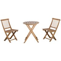 Outsunny bistroset 3 st. Opvouwbare houten tuinset balkonset bistrotafel met 2 stoelen tuinmeubelen naturel