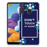 Samsung Galaxy A21 Silicone-hoesje Flowers Blue DTMP - thumbnail