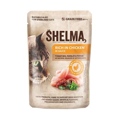 SHELMA Rich in chicken in sauce - nat kattenvoer - 85g