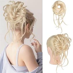 rommelig knot haarstuk super lang warrig opgestoken haar knot extensions golvend haar wrap paardenstaart haarstukjes haar scrunchies met elastische haarband voor dames hb007 grace - koel lichtblond Lightinthebox