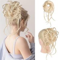 rommelig knot haarstuk super lang warrig opgestoken haar knot extensions golvend haar wrap paardenstaart haarstukjes haar scrunchies met elastische haarband voor dames hb007 grace - koel lichtblond Lightinthebox