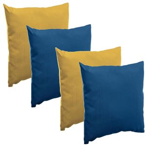 Bank/sier/tuin kussens voor binnen/buiten set 4x stuks geel/blauw 40 x 40 cm