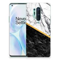 OnePlus 8 Pro | TPU | Siliconen hoesje | Marmer Wit Zwart - Origineel Cadeau Man