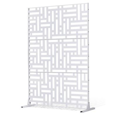 VEVOR Screen, 120x50,8x193 cm, vrijstaande buitenwand met standaard, privacyscherm, scheidingswand, kamerverdeler, decoratieve stalen kamerverdeler voor balkon, terras, binnen, whirlpool, wit