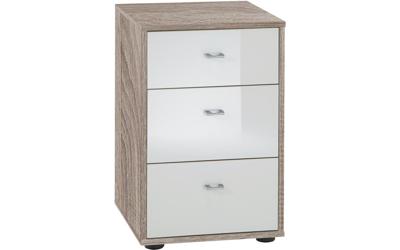 Goossens Nachtkastje Bali, 3 glasladen 40 cm breed, 64 cm hoog