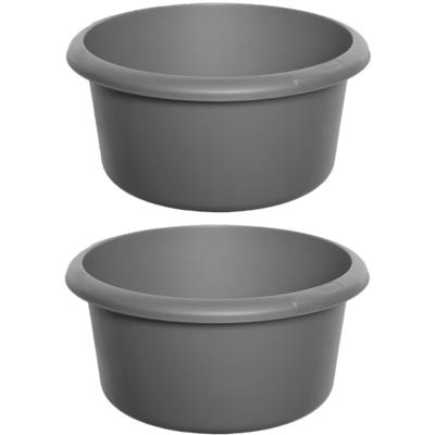 Afwasteil/afwasbak - 2x - 8 liter - grijs - 30 x 30 x 11 cm