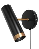 Zwart gouden wandlamp met GU10 fitting en schakelaar By Rydens Puls