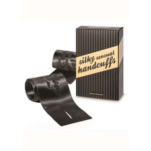 Bijoux Indiscrets Silky Sensual Handcuffs Pleziertape Zwart Stof/Weefsel