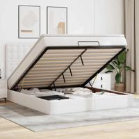 Ottoman bed met matras en LED's 180x200cm kunstleer wit