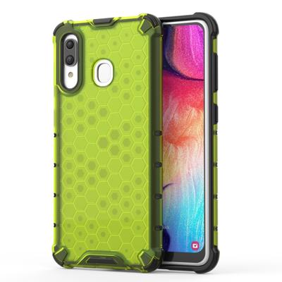Schokbestendige honingraat PC + TPU Case voor Galaxy A30 (groen)