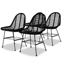 Eetkamerstoelen 4 st natuurlijk rattan zwart - thumbnail