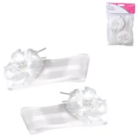 Decoratie strik bloem tule wit 2 stuks | 24 stuks