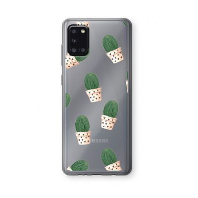 Cactusprint roze: Samsung Galaxy A31 Transparant Hoesje