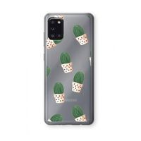 Cactusprint roze: Samsung Galaxy A31 Transparant Hoesje