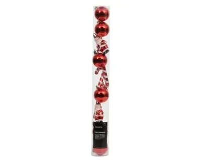 Decoris kerstbalmix plastic d4cm 10st kerstrood