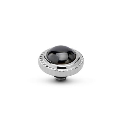 Melano Twisted Smooth Gem Steentje Hematite | Zilver