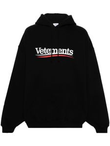 VETEMENTS hoodie en coton mélangé à logo imprimé - Noir