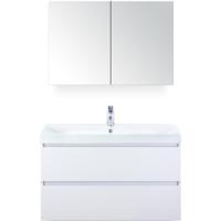 Maxx XL Badmeubelset 100 cm - Wit Hoogglans - Wastafel Just 1 Kraangat met Spiegelkast