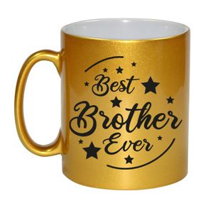 Best Brother Ever cadeau mok / beker goudglanzend 330 ml   -