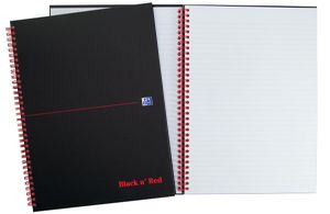 Oxford BLACK N&apos; RED spiraalblok karton, 140 bladzijden ft A5, gelijnd
