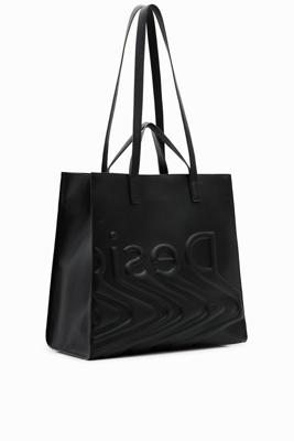Grote vierkante shopper met logo - BLACK - U Grote vierkante shopper met logo - BLACK - U