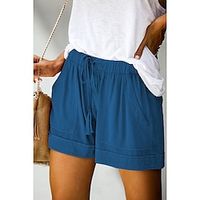 Dames Korte broek Normaal Katoenmix Eenvoudig Licht Blauw Rode Wijn Modieus Medium Taille Korte Dagelijks Feestdagen Lente zomer Lightinthebox