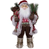 Kerstman beeld - H80 cm - rood - staand - kerstpop - Kerstman pop - thumbnail