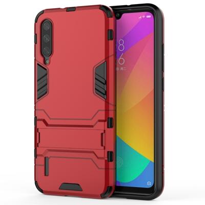 Voor Xiaomi mi CC9e shock proof PC + TPU beschermhoes met onzichtbare houder (rood)