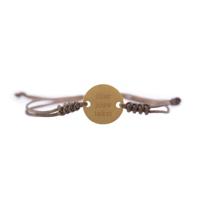 Graveerbare eigen tekst mannen armband bruin touw - Stainless steel GOUD - Goud
