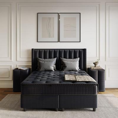 2-Persoons Boxspring met opbergruimte Blackpearl - Antraciet - Zwart 180x200 cm - Pocketvering - Inclusief Topper - Dekbed-Discounter.nl