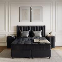 2-Persoons Boxspring met opbergruimte Blackpearl - Antraciet - Zwart 180x200 cm - Pocketvering - Inclusief Topper - Dekbed-Discounter.nl