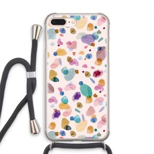Terrazzo Memphis Pink: iPhone 7 PLUS Transparant Hoesje met koord