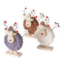 Boltze Home Kerstfiguur Nico Hert Met Hout En Wol Op Houten Standaard H15cm