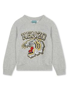 Kenzo Kids sweat en coton à motif tigre Kotora - Gris