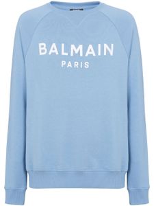 Balmain logo-print organic-cotton sweatshirt - Bleu