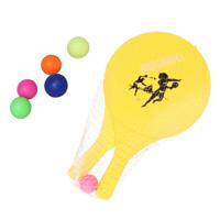 Beachball set geel - kunststof - 6x multi kleur balletjes - rubber - strandbal speelset