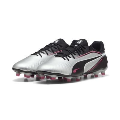 PUMA King Match Gras / Kunstgras Voetbalschoenen (MG) Zilver Zwart Roze