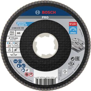 Bosch Accessories 2608619199 Lamellenschuurschijf Diameter 115 cm Boordiameter 22.23 mm Hout, Zacht hout, Hardhout, Metaal, Gietijzer, Staal, Plaatstaal 1
