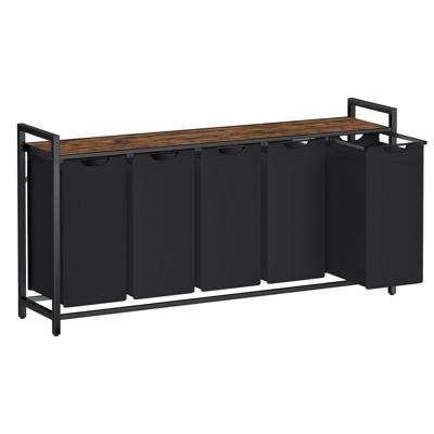 Wasmand met uittrekbare waszakken, Inktzwart + Vintagebruin / 200 L