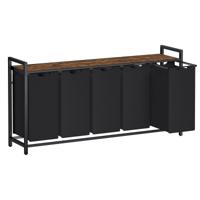 Wasmand met uittrekbare waszakken, Inktzwart + Vintagebruin / 200 L