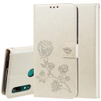 Rose reliëf horizontale Flip PU lederen draagtas voor Huawei P Smart Z met houder & kaartsleuven & portemonnee (goud)