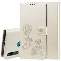 Rose reliëf horizontale Flip PU lederen draagtas voor Huawei P Smart Z met houder & kaartsleuven & portemonnee (goud)