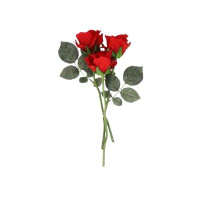 Topart Kunstbloem - 3x - roos Alice - de luxe - rood - 30 cm - kunststof steel - decoratie